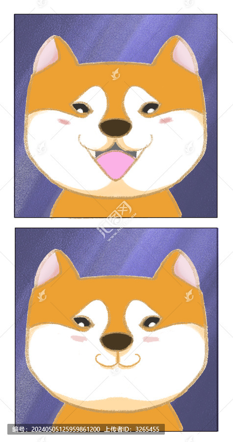 柴犬狗卡通肌理手繪扁平風(fēng)