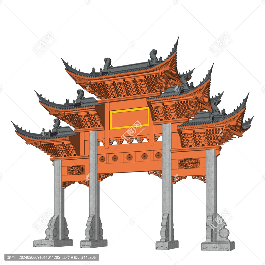 牌樓牌坊透視效果圖