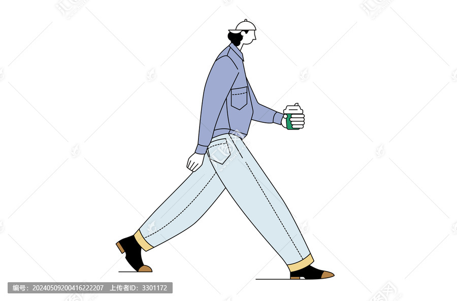 矢量人物拿咖啡走路的人