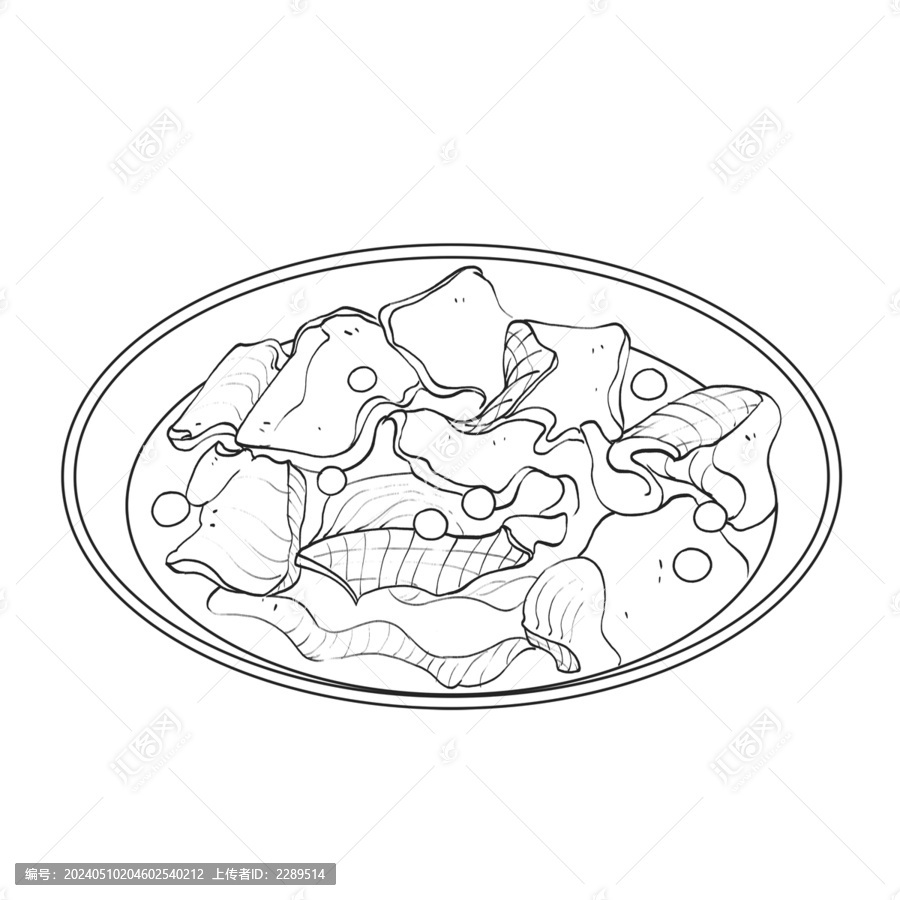 中國傳統(tǒng)美食魯菜糟熘魚片線稿