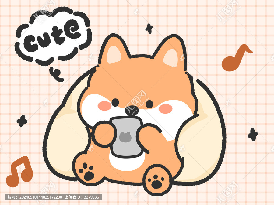 卡通小狗柴犬插畫動物圖案