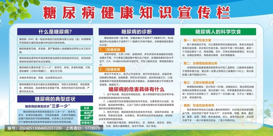 糖尿病健康知識(shí)宣傳欄