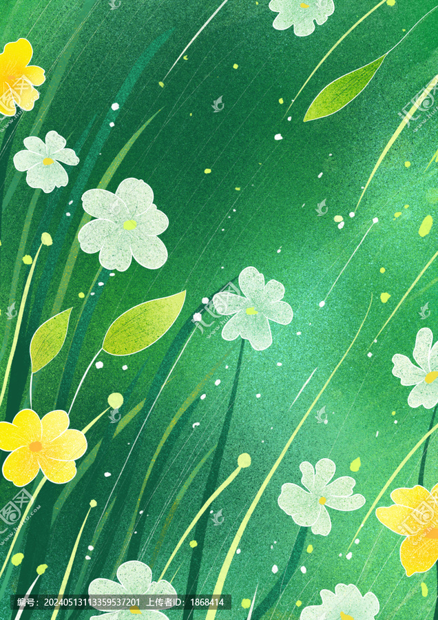 小清新扁平夏日花朵插畫