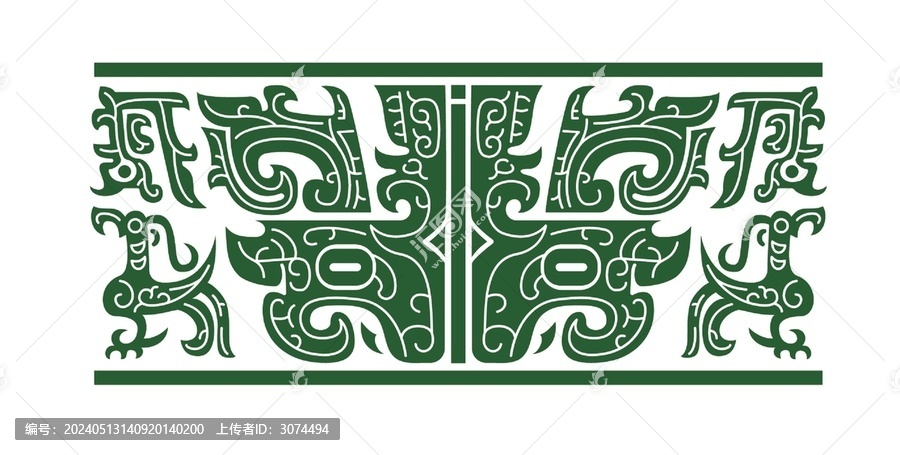矢量古代青銅器獸紋
