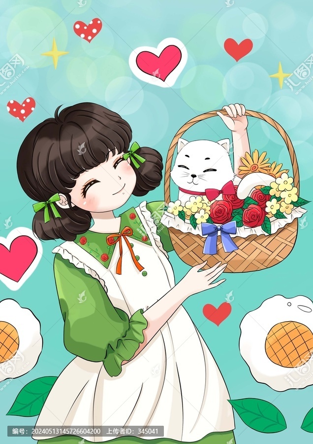 可愛女孩與貓