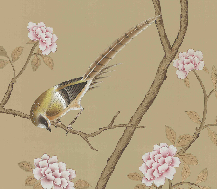 手繪花鳥背景墻