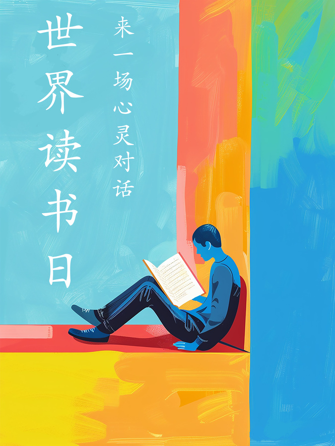 世界讀書日心靈孤獨對話藍色宣傳