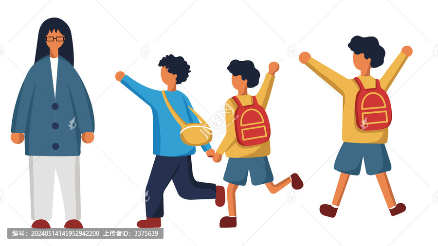 上學(xué)卡通小人