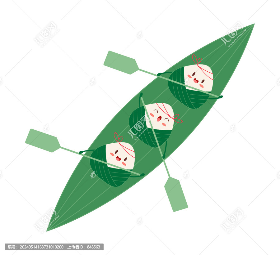卡通圖案端午節(jié)節(jié)日粽子龍舟綠色