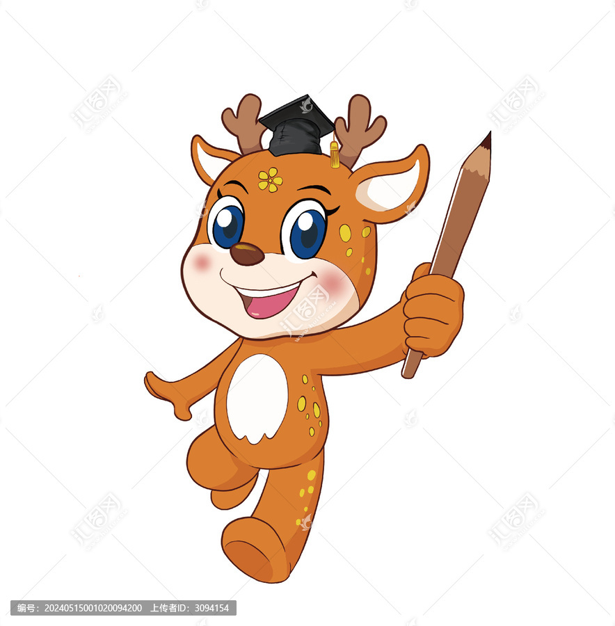 卡通可愛小鹿博士