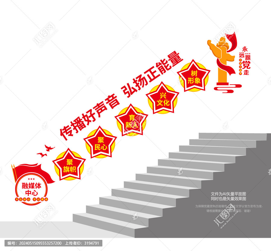 融媒體中心樓梯墻