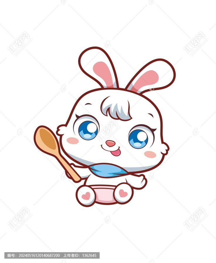 卡通可愛小兔寶寶拿大勺形象