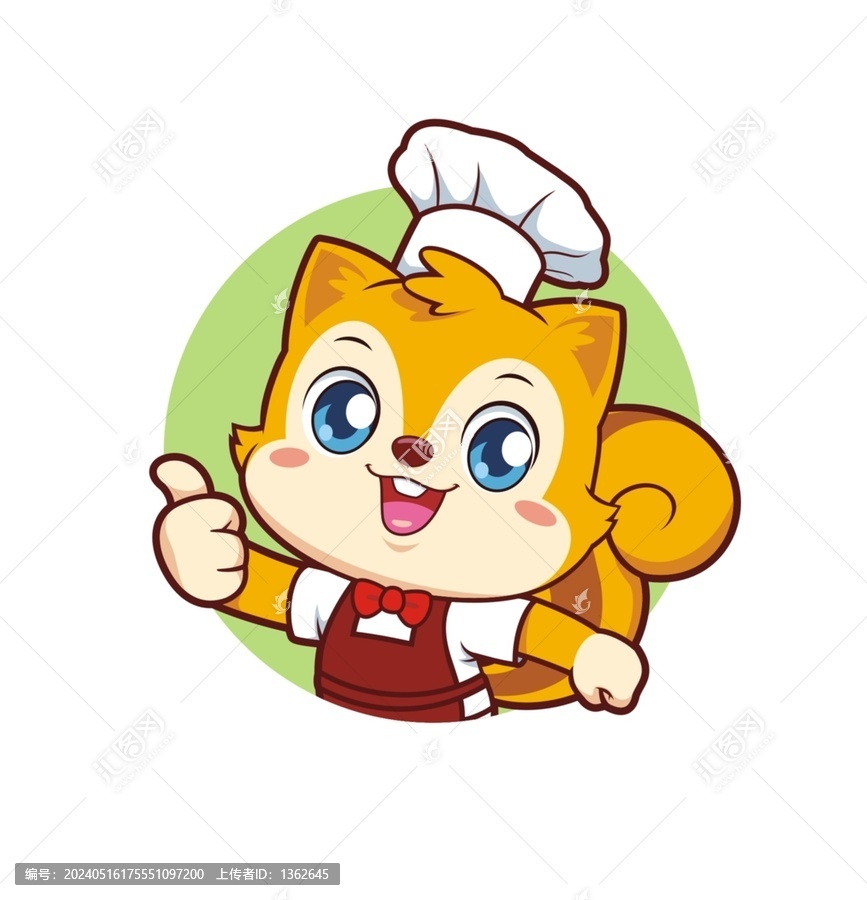 卡通可愛小松鼠廚師點贊頭像