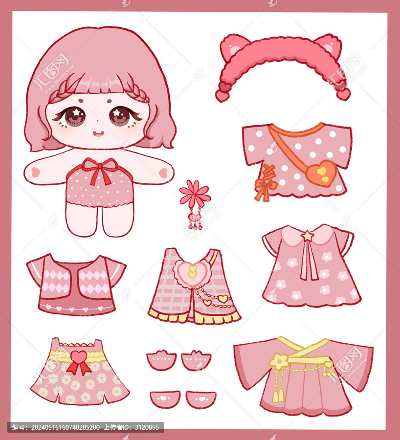 紅色簡(jiǎn)筆畫(huà)女孩貼紙