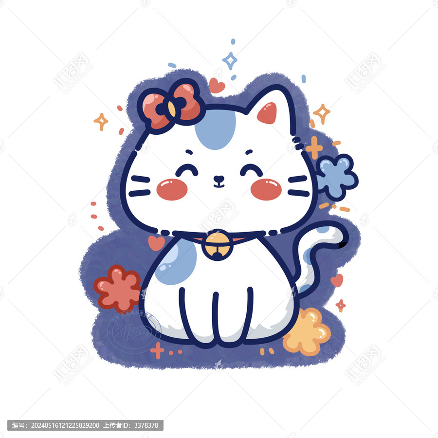 藍色線條小貓