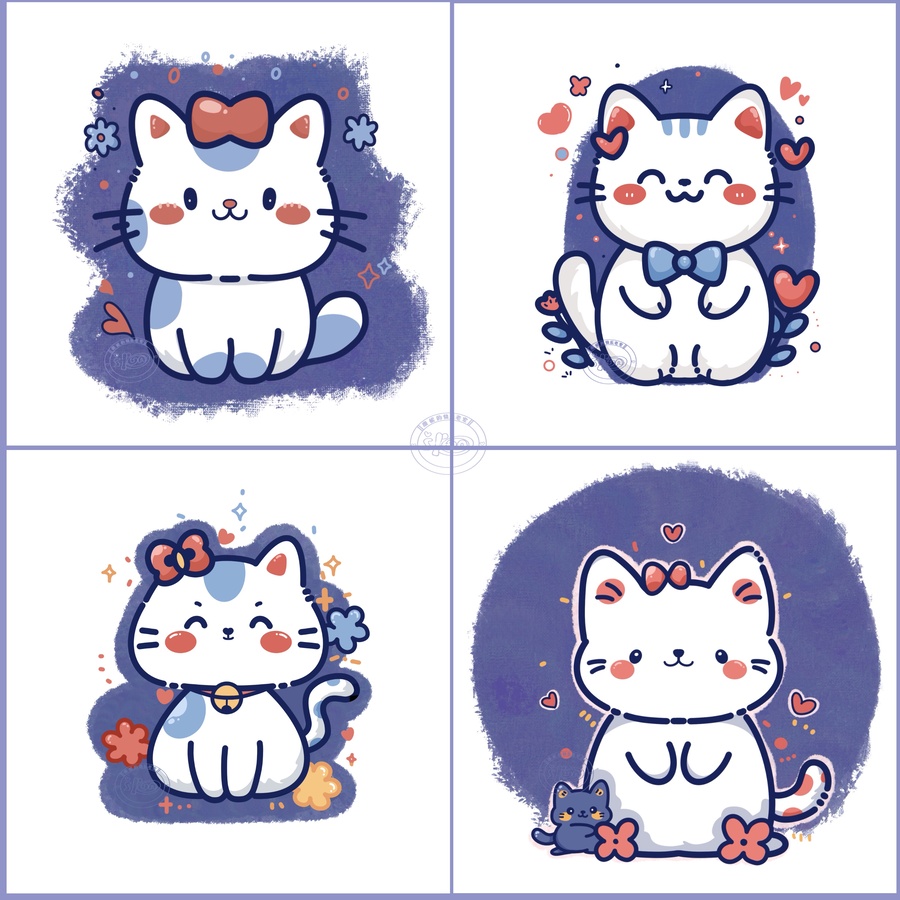 藍色線條小貓