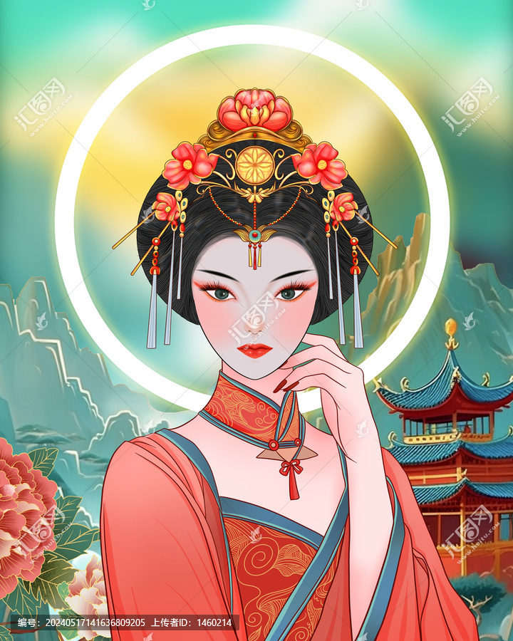 手繪古典美女