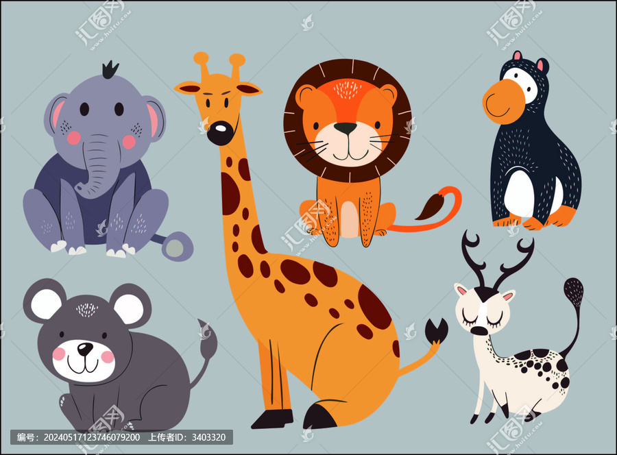 矢量動物扁平插畫