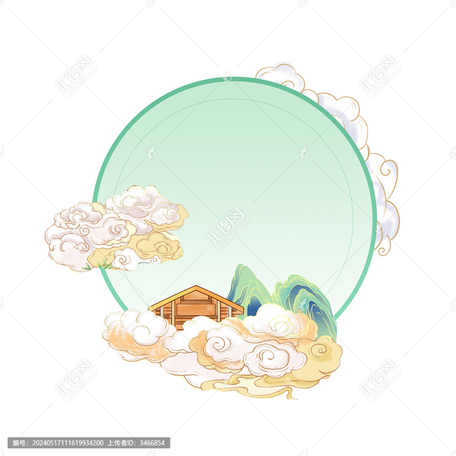 國風(fēng)邊框國潮框山水云