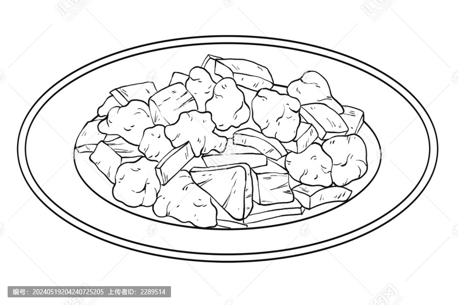 中國傳統(tǒng)美食粵菜咕嚕肉線稿
