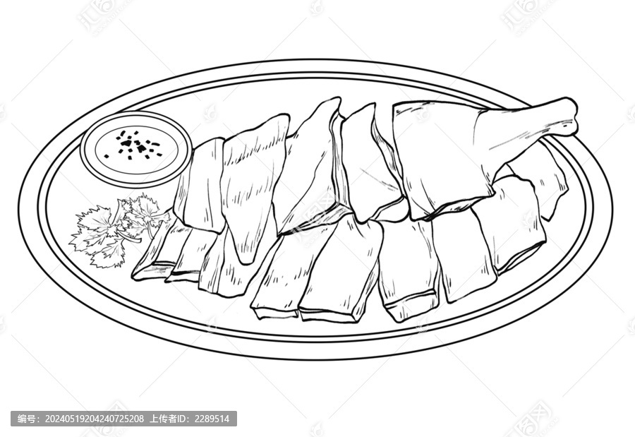中國傳統(tǒng)美食粵菜燒鴨線稿