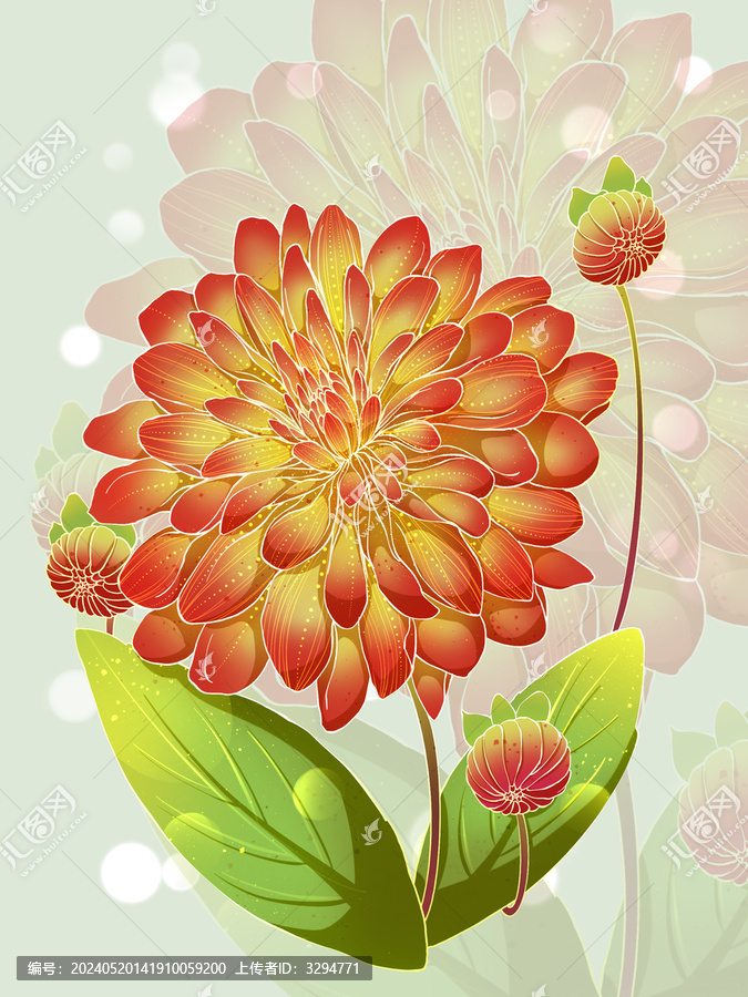 國(guó)潮花卉系列之大麗花