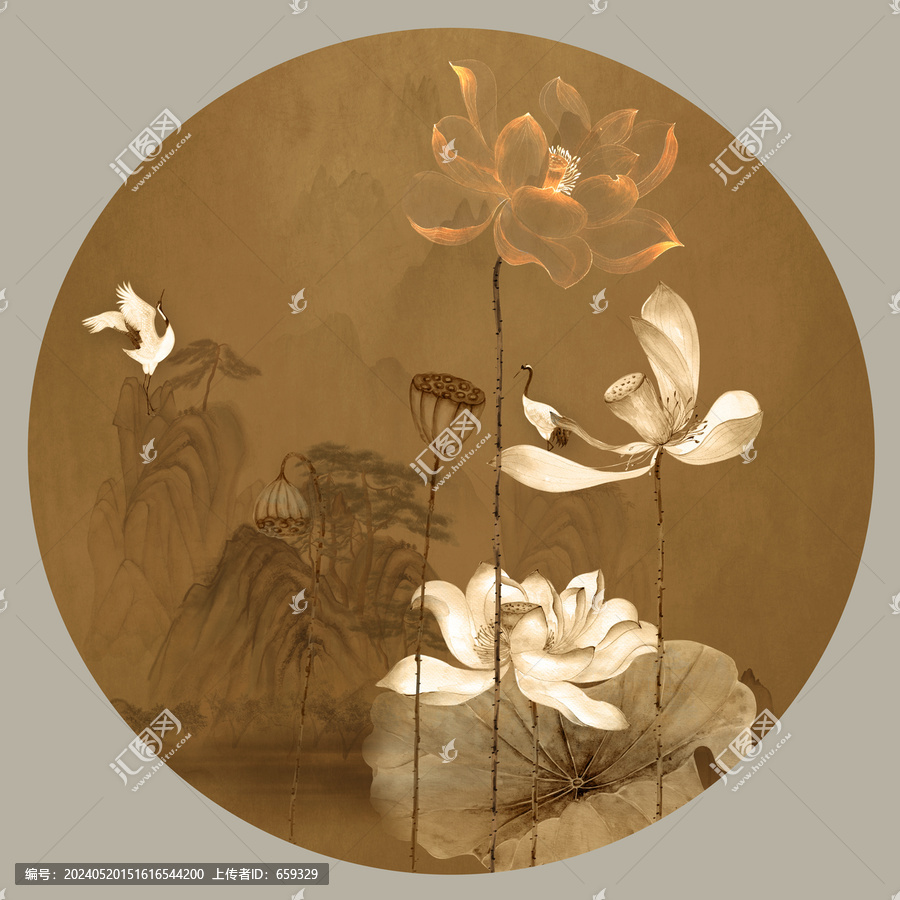 新中式花鳥玄關(guān)背景墻