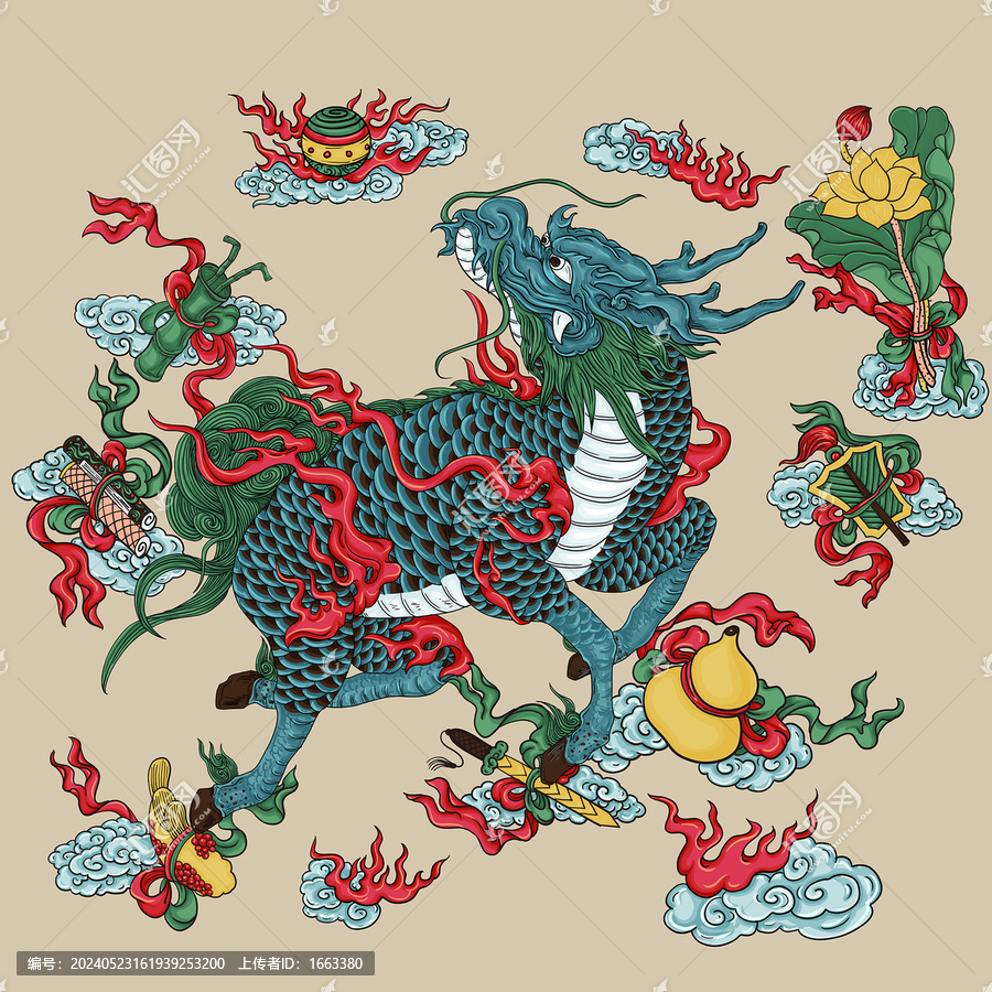 國(guó)潮手繪麒麟