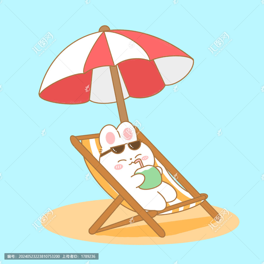 海邊度假的兔子