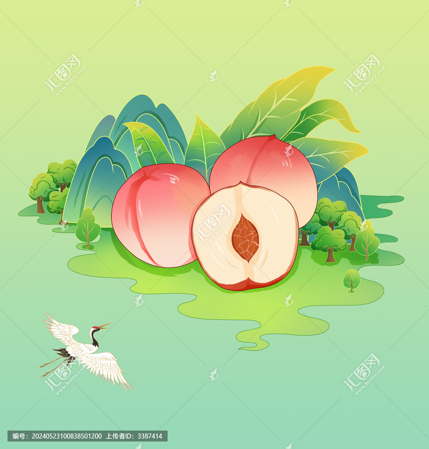 國(guó)風(fēng)桃子插畫海報(bào)