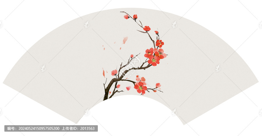 古風紅梅扇面