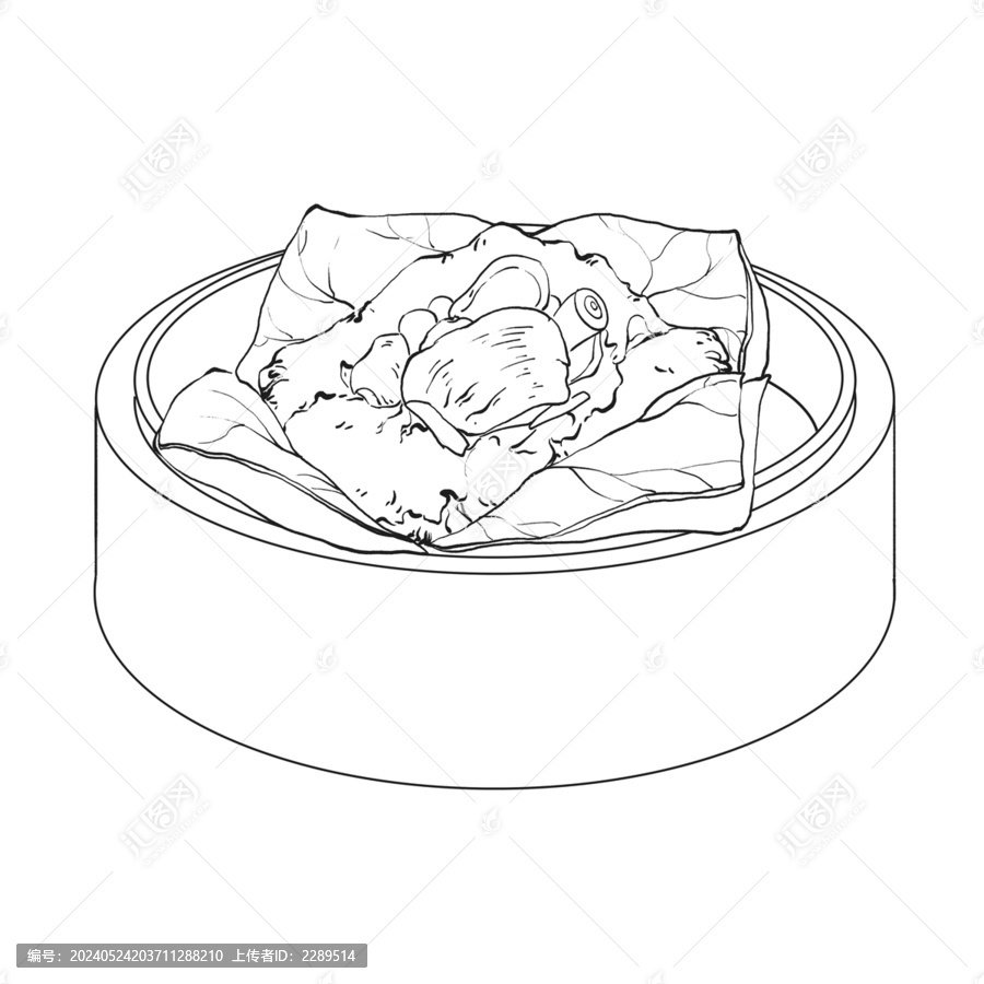 中國傳統(tǒng)美食廣式早茶糯米雞線稿