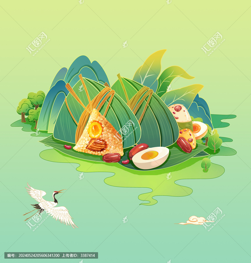 國風端午粽子手繪插畫