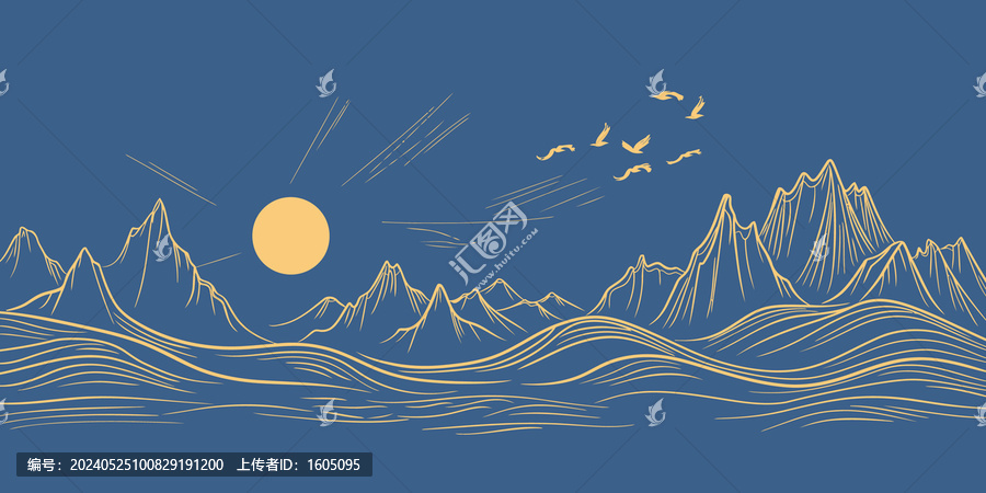抽象創(chuàng)意山水線條裝飾畫