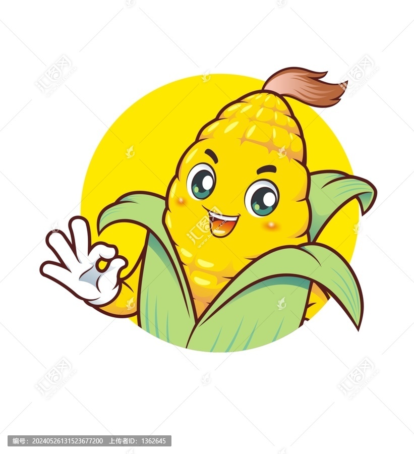 卡通可愛玉米OK頭像矢量圖