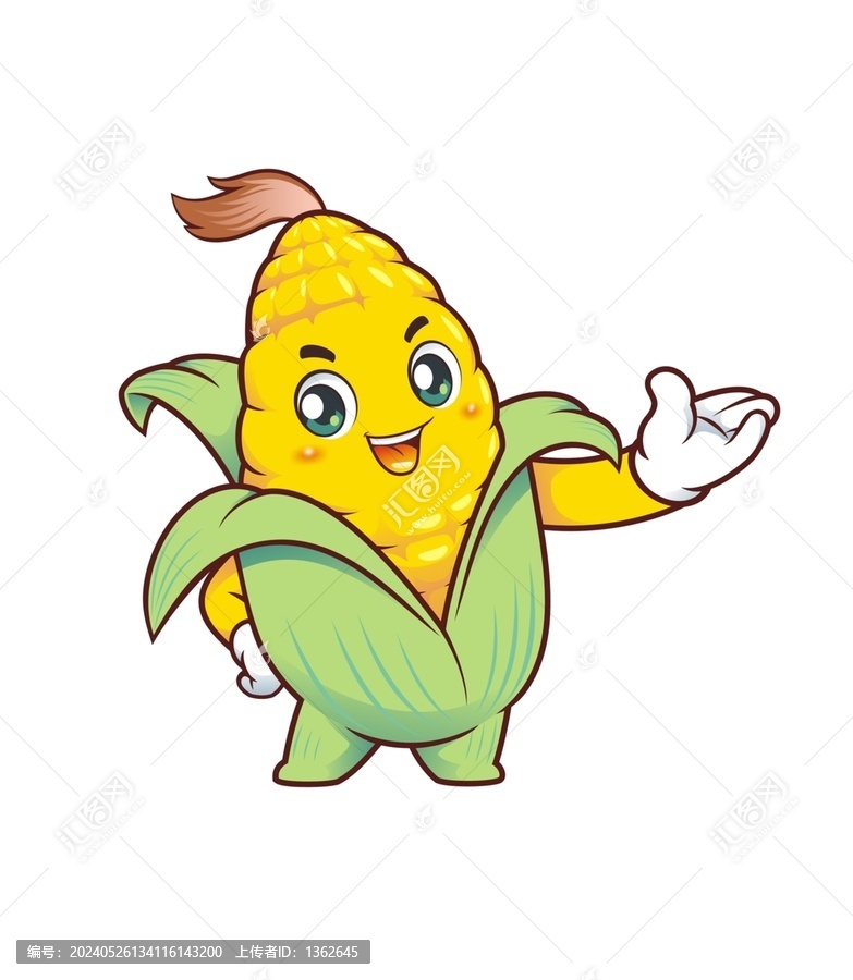 卡通可愛玉米邀請形象矢量圖