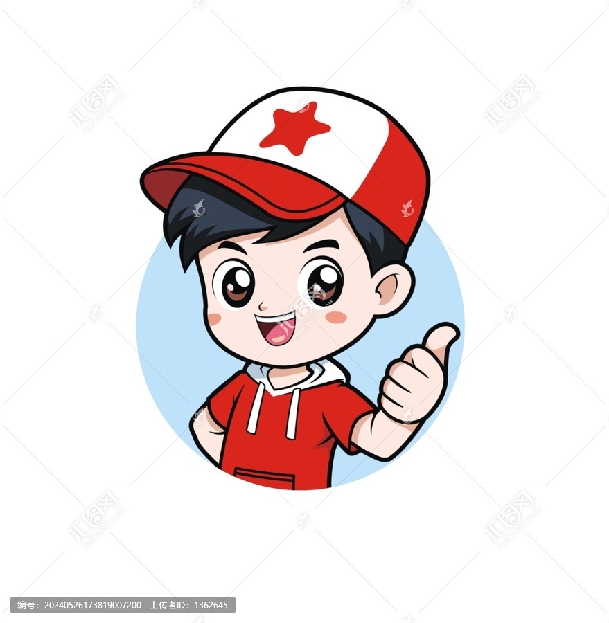卡通可愛(ài)小男孩點(diǎn)贊頭像矢量圖
