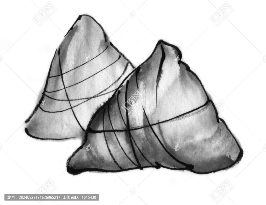 國畫水墨畫分層素材粽子兩個