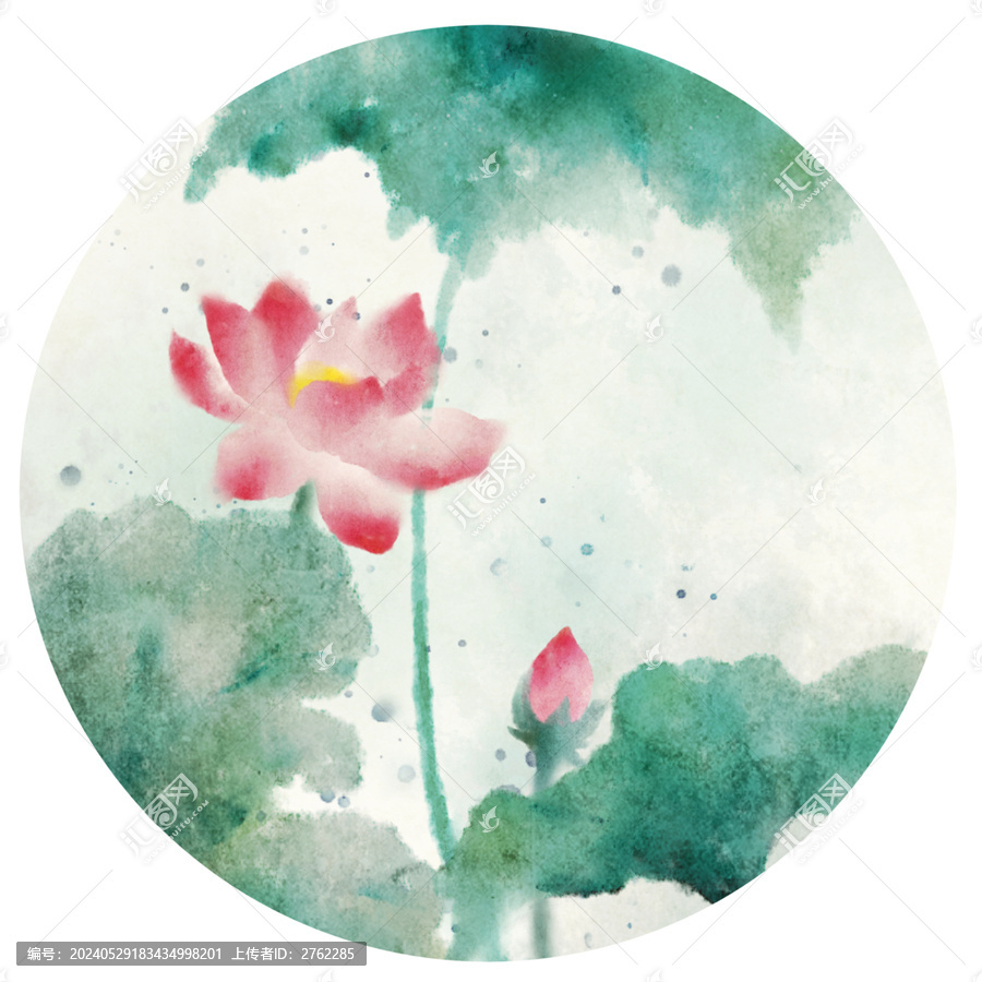 古風(fēng)水墨荷花插畫