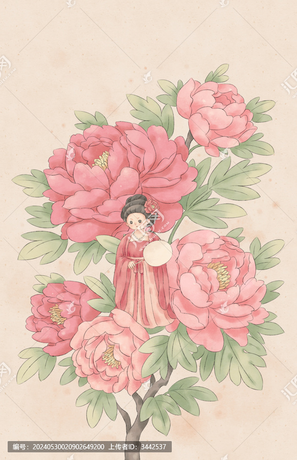 中國風(fēng)十二花令牡丹