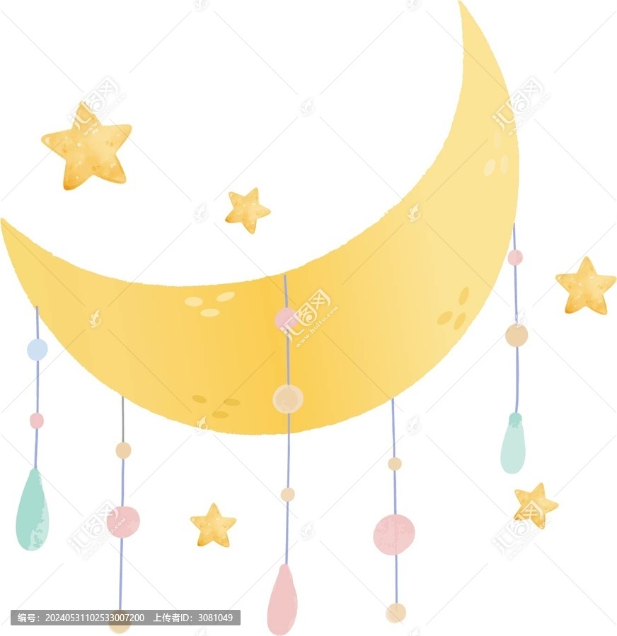 手繪月亮星星圖案矢量