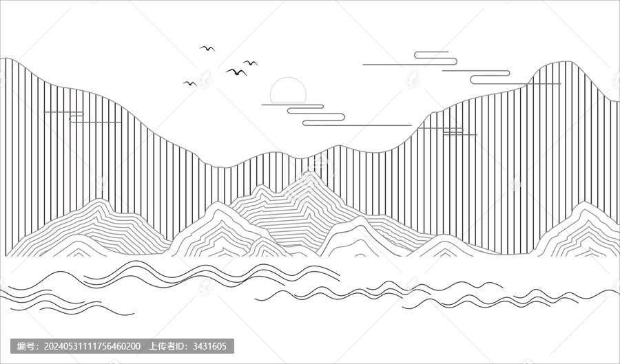 線描山水畫