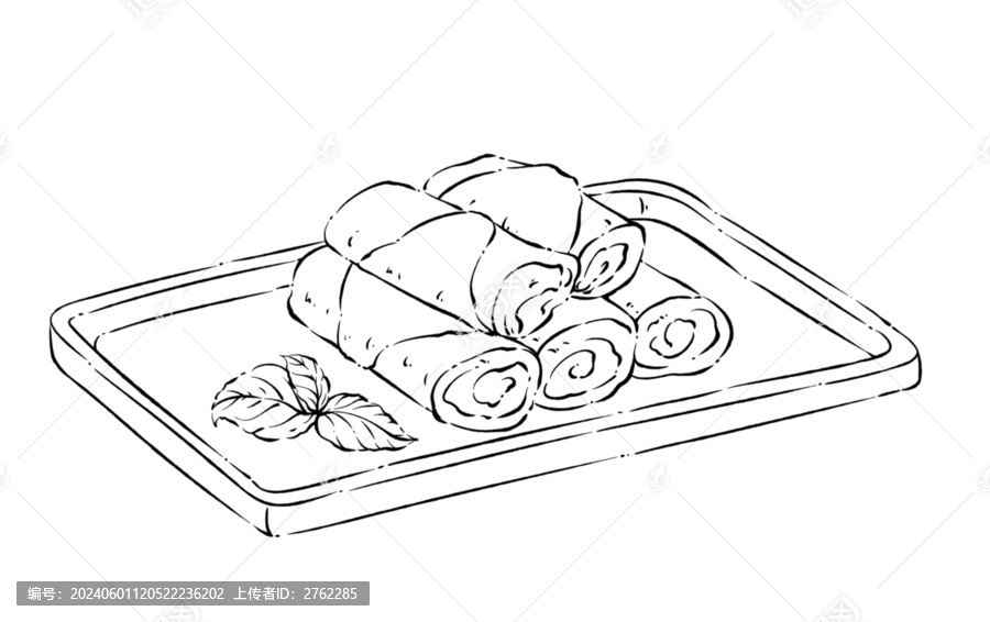 國風(fēng)美食炸春卷線稿