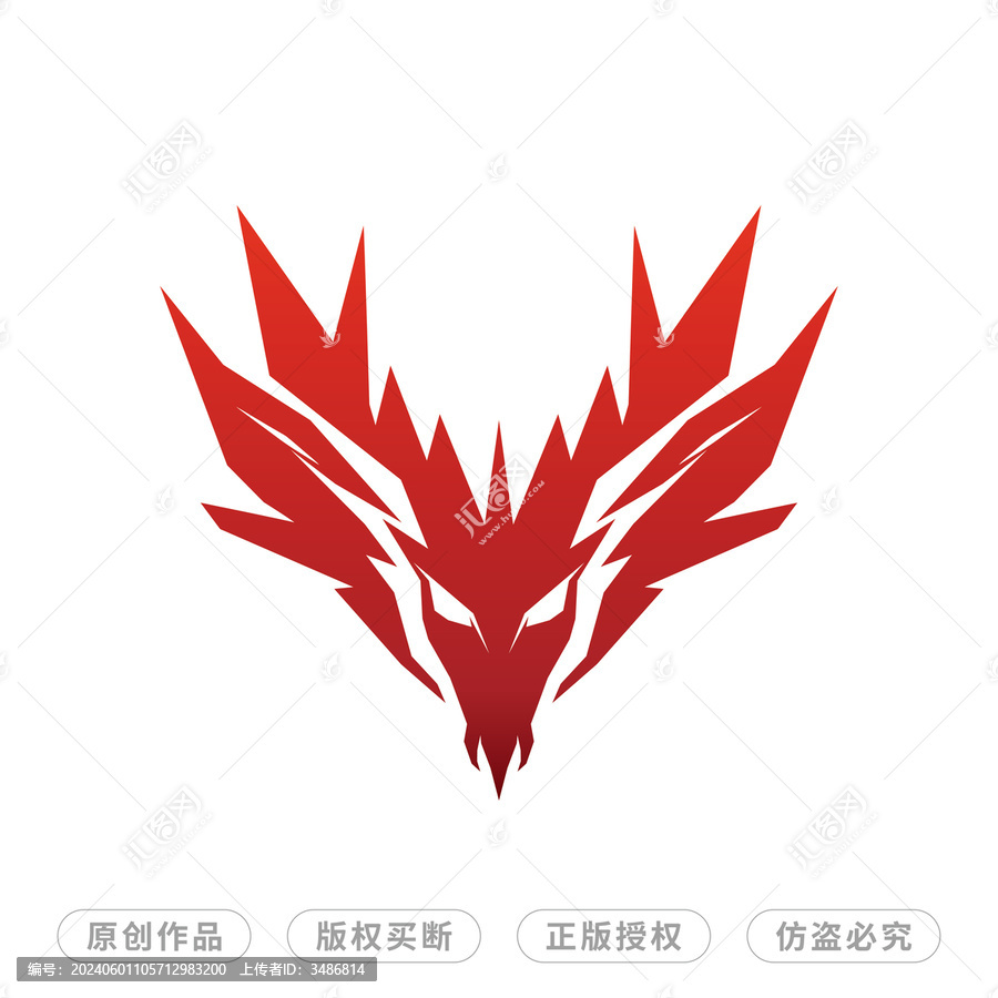 扁平風(fēng)格龍頭logo