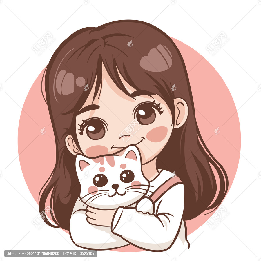 抱著貓咪的小女孩