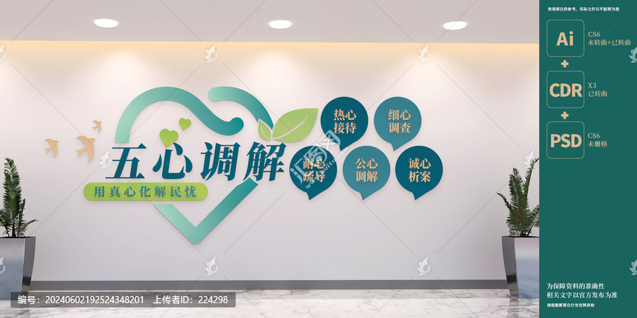 五心調(diào)解文化墻