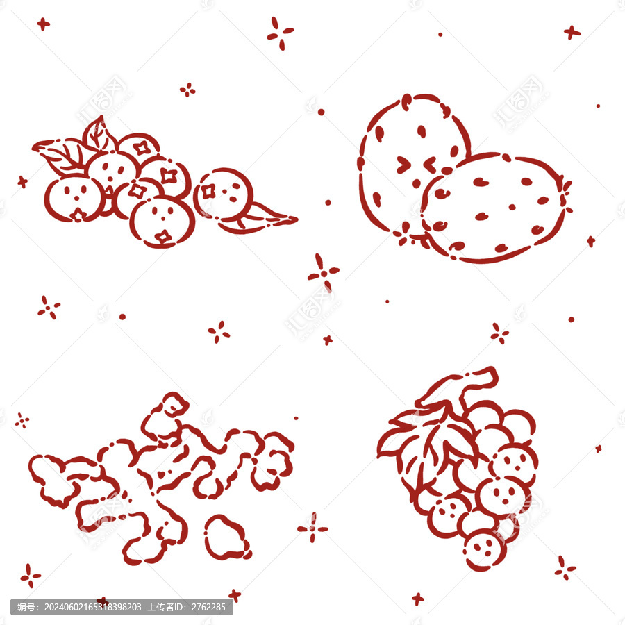 Q版水果藍(lán)莓仙人掌果拐棗葡萄