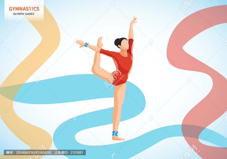 自由體操動(dòng)作體操運(yùn)動(dòng)員矢量插畫