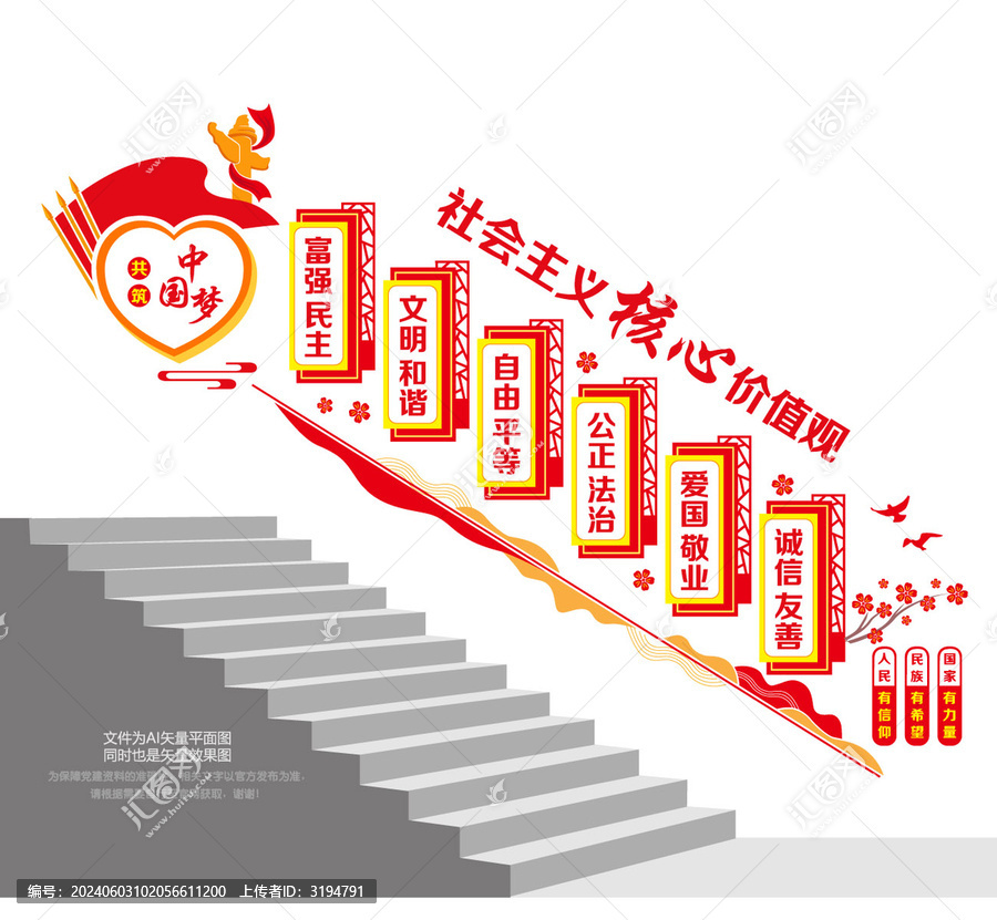 核心價值觀樓梯墻