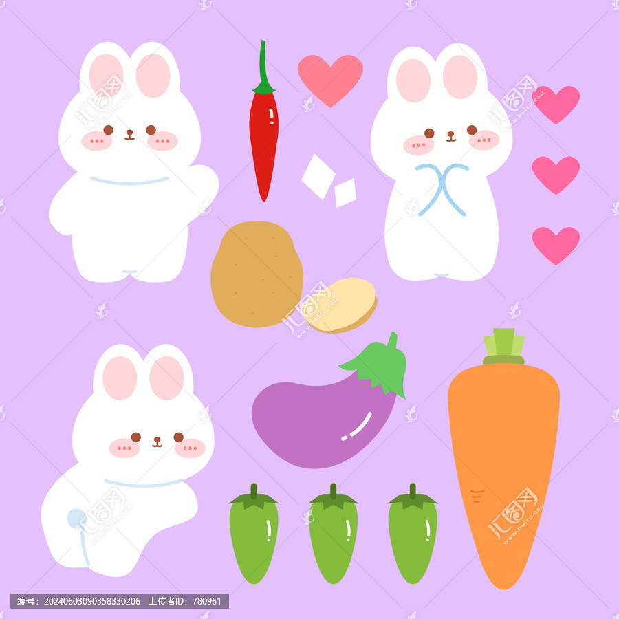 小兔子蔬菜貼紙
